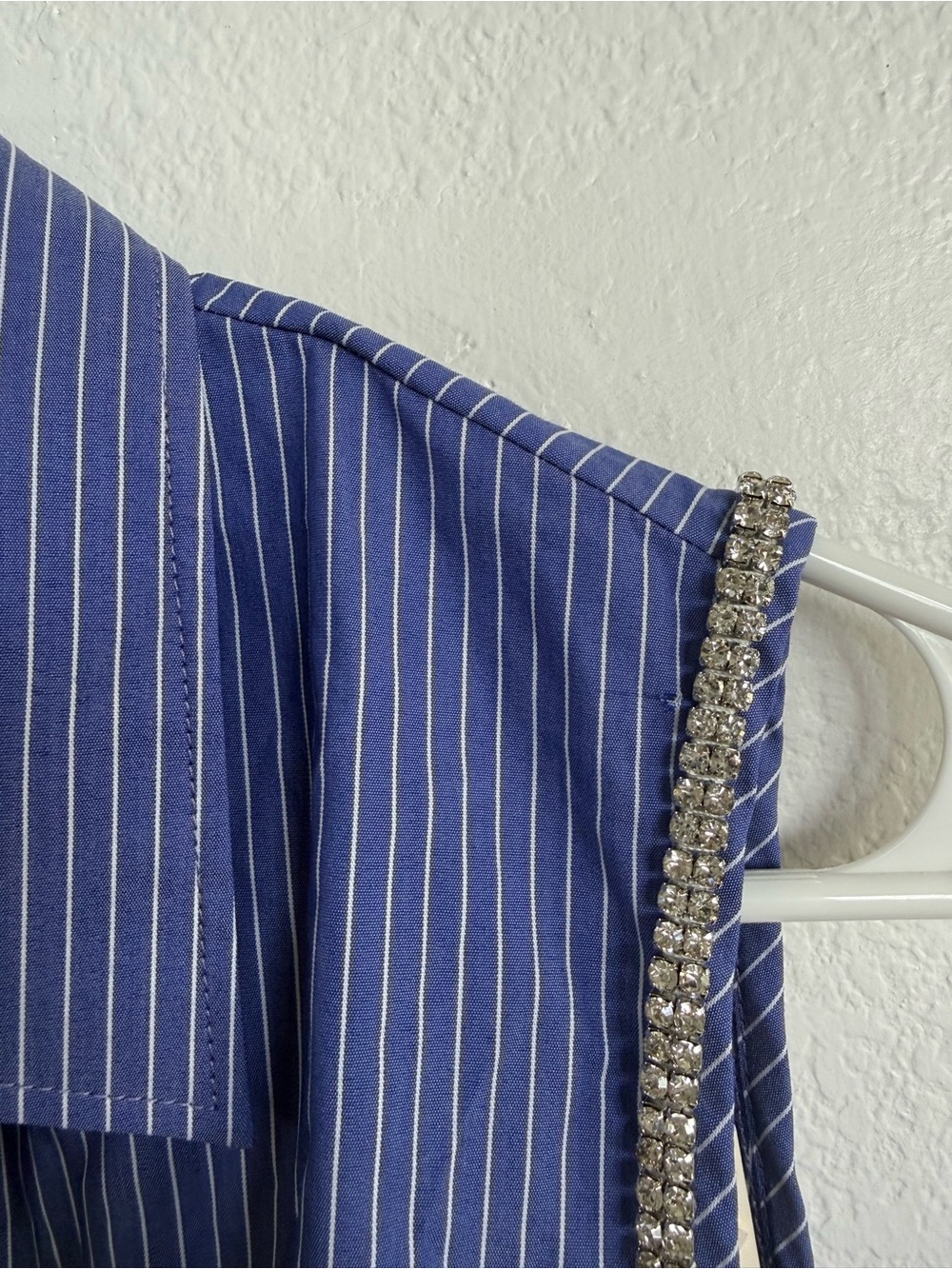 SANDRO Striped Shirt Crop Top - Picture 5 of 5